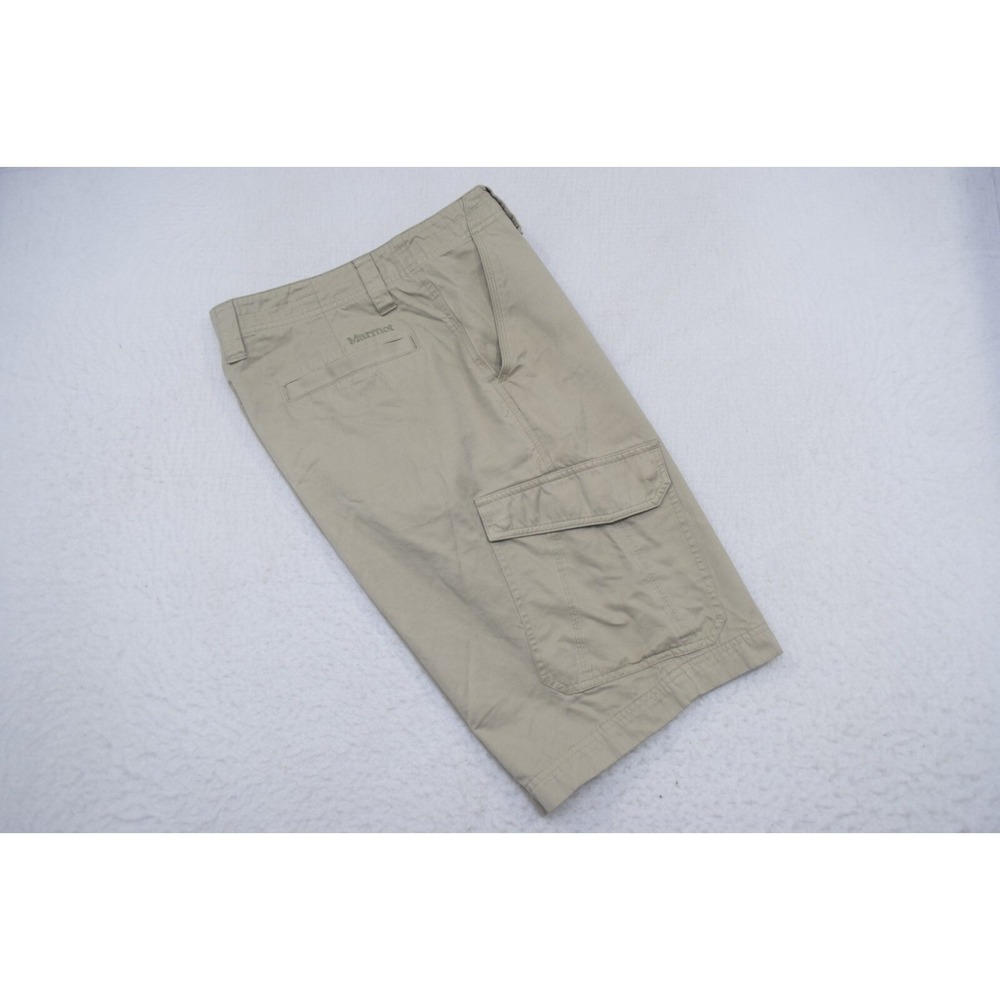 Marmot Cargo Shorts Beige Cotton Blend Flat Front Hiking Camping Mens 32 x 12"